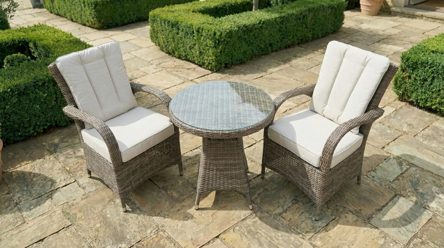 Ibiza 2 Seater Sand Round Bistro Set – 0.7m - Image 4
