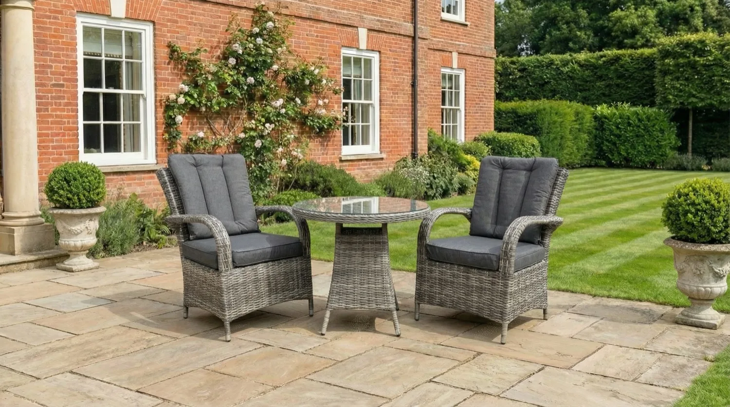 Riviera 2 Seater Grey Round Bistro Set – 0.7m - Image 1