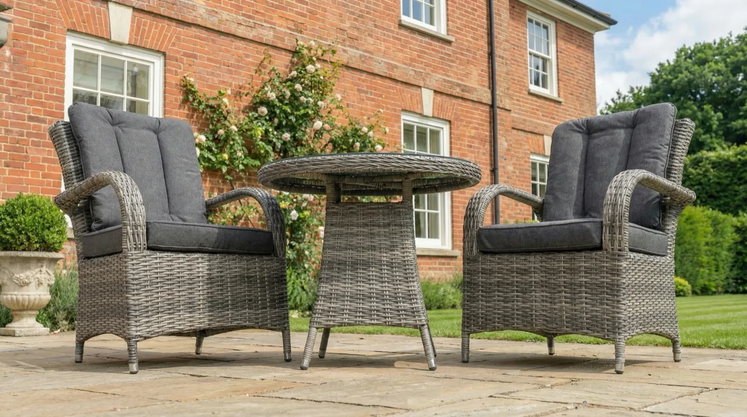 Riviera 2 Seater Grey Round Bistro Set – 0.7m - Image 2