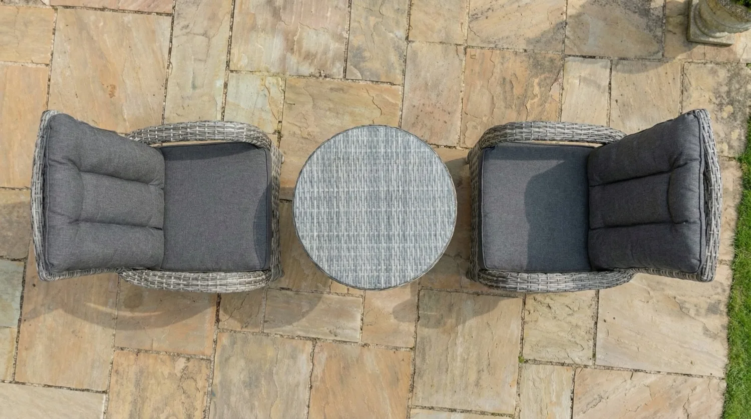 Riviera 2 Seater Grey Round Bistro Set – 0.7m - Image 4