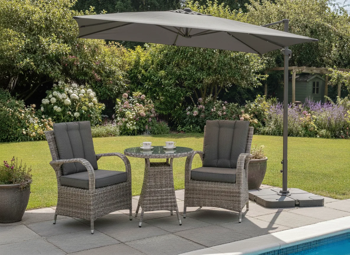 Riviera 2 Seater Grey Round Bistro Set – 0.7m - View 5
