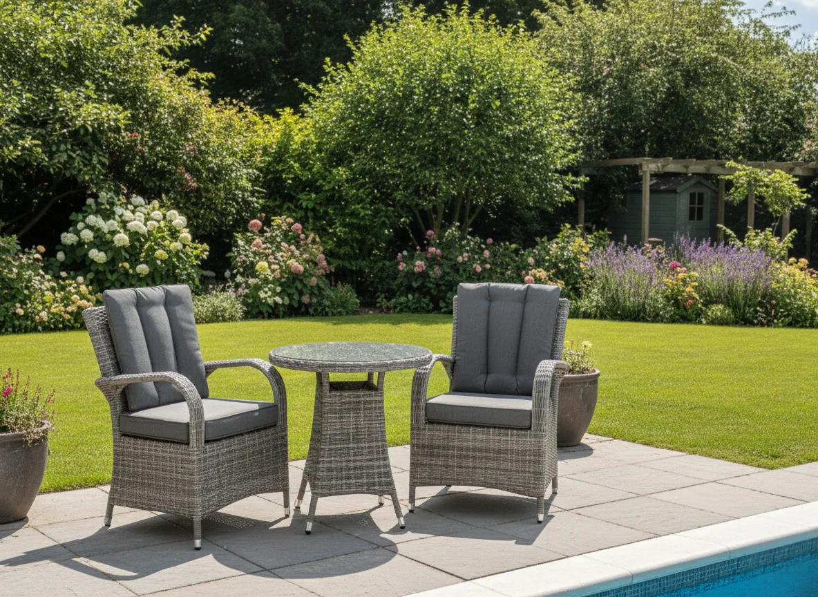 Riviera 2 Seater Grey Round Bistro Set – 0.7m thumbnail 8