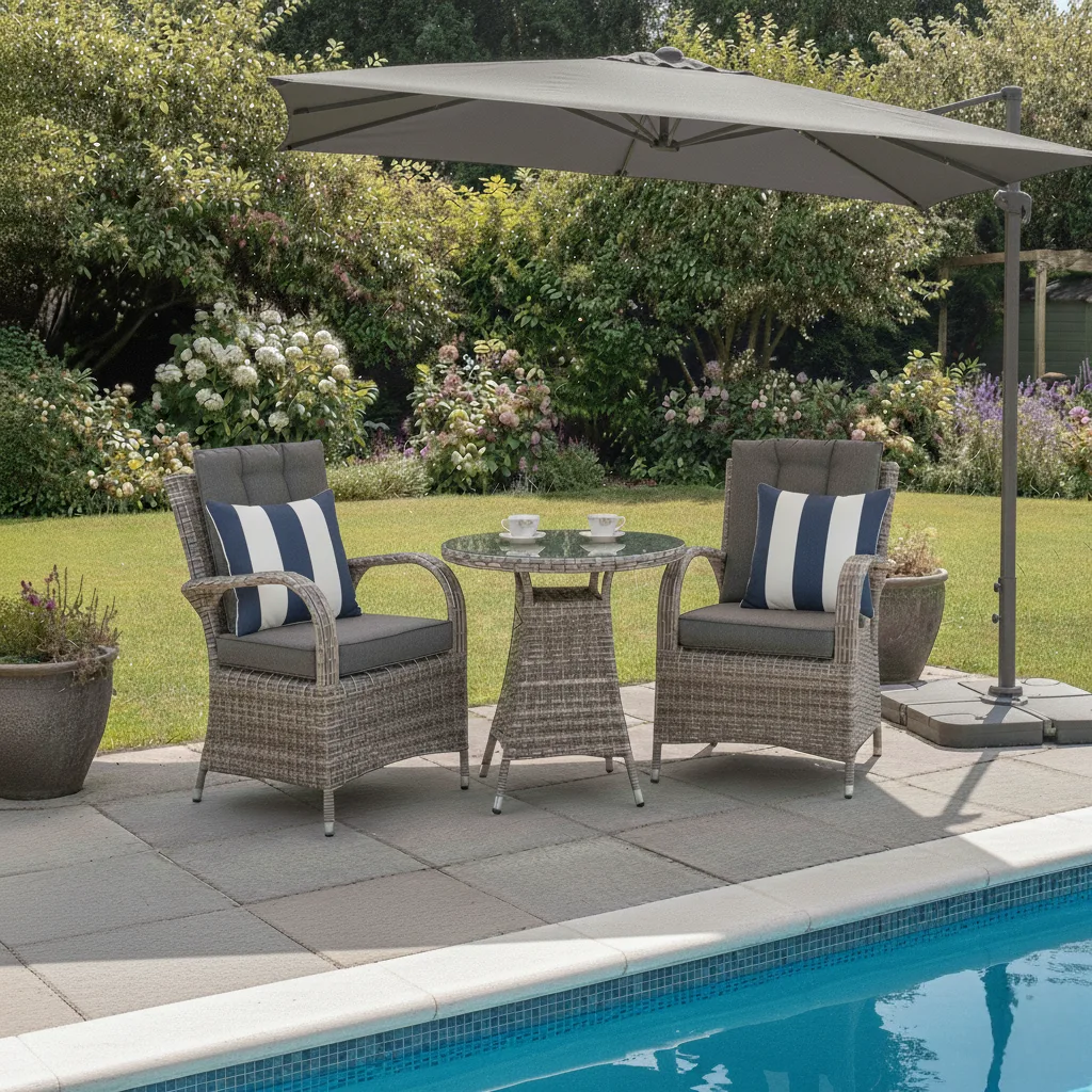 Riviera 2 Seater Grey Round Bistro Set – 0.7m thumbnail 9