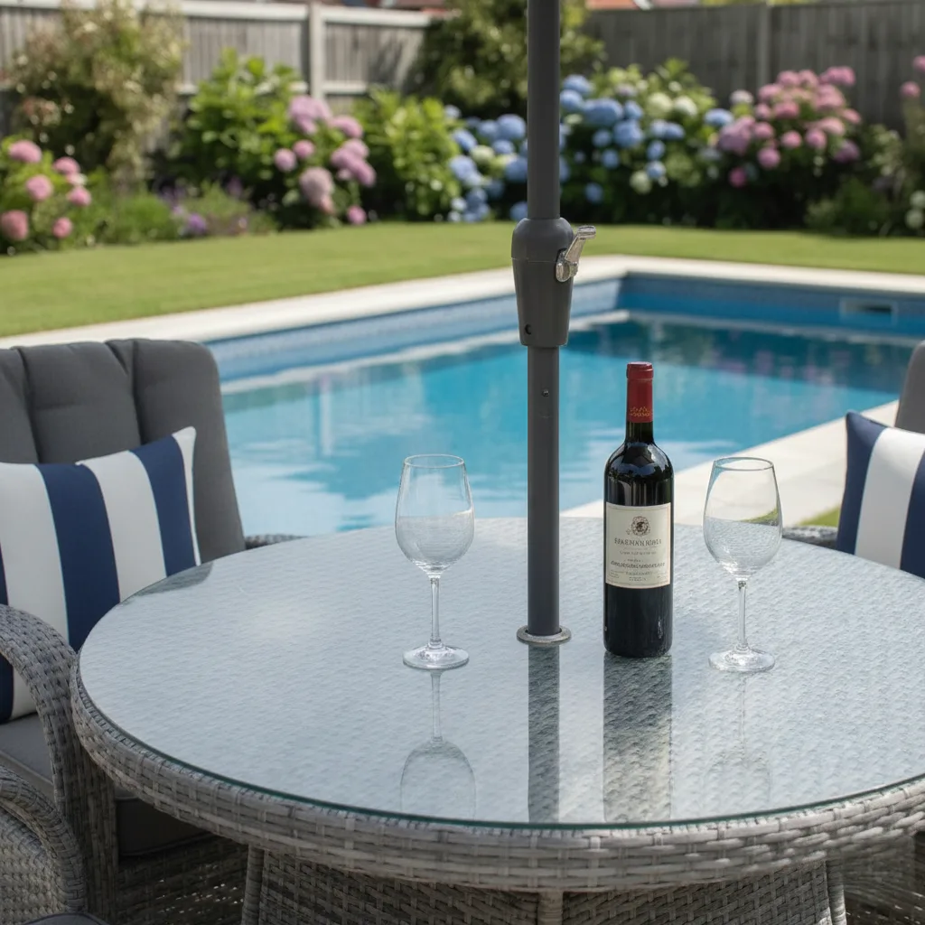 Monaco 4 Seater Grey Round Dining Set – 1.0m - Easy Setup