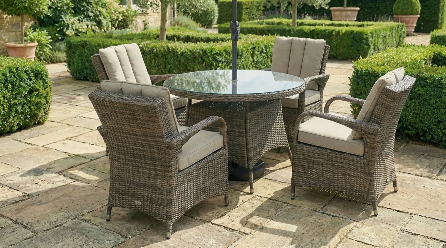 Ibiza 4 Seater Sand Round Dining Set – 1.0m - Image 2