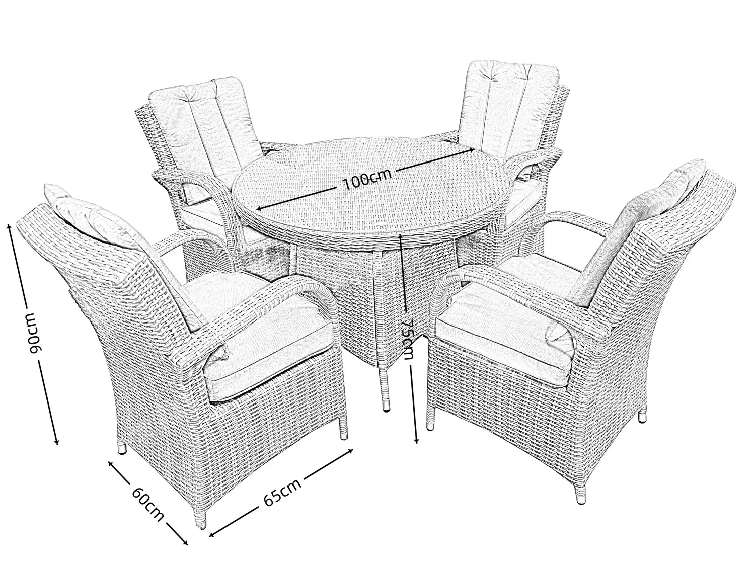 Riviera 4 Seater Grey Round Dining Set – 1.0m thumbnail 10