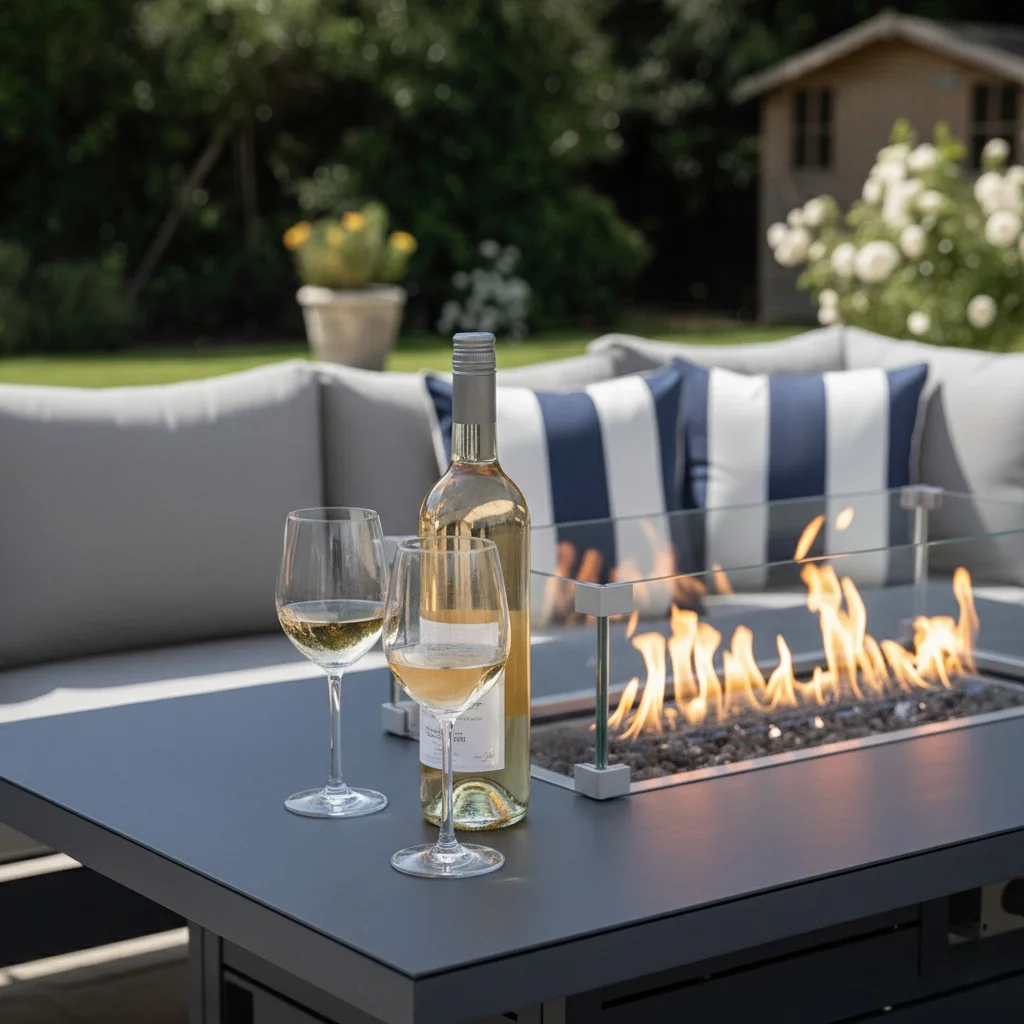 Barcelona Grey Aluminium Sofa Set with Rising Fire Pit Table thumbnail 10