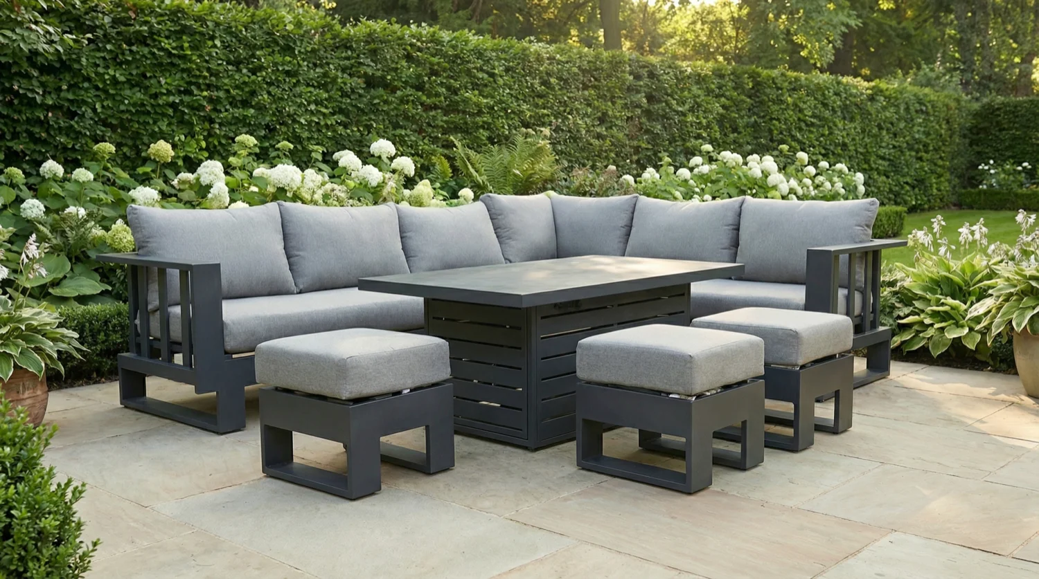 Barcelona Grey Aluminium Sofa Set with Rising Dining Table thumbnail 7