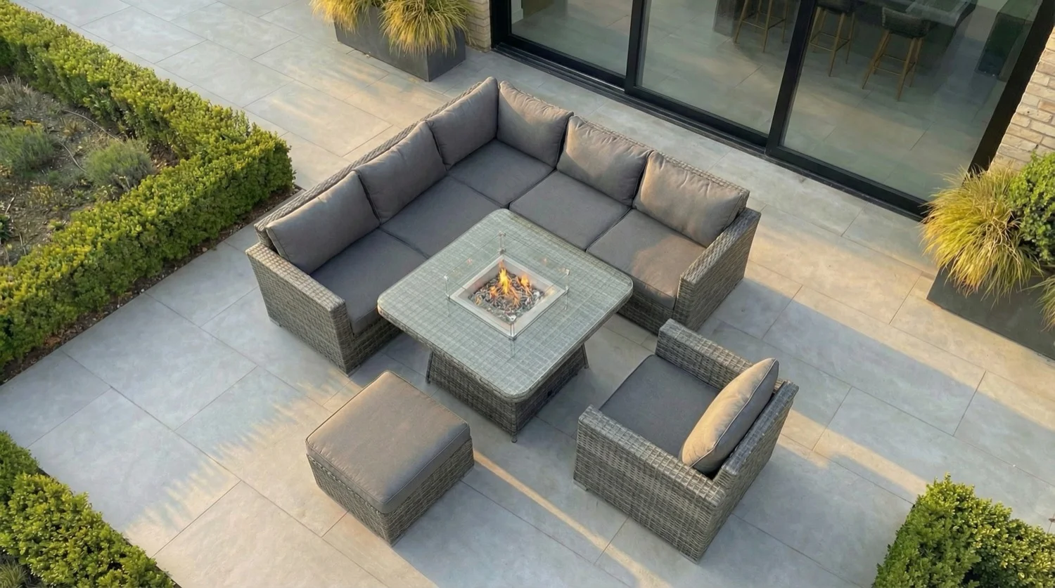 Monaco Corner Fire Pit Sofa Set – Flat Grey - Image 2