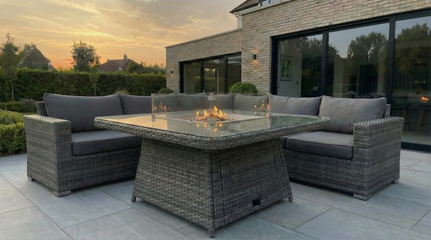 Monaco Corner Fire Pit Sofa Set – Flat Grey - Image 4