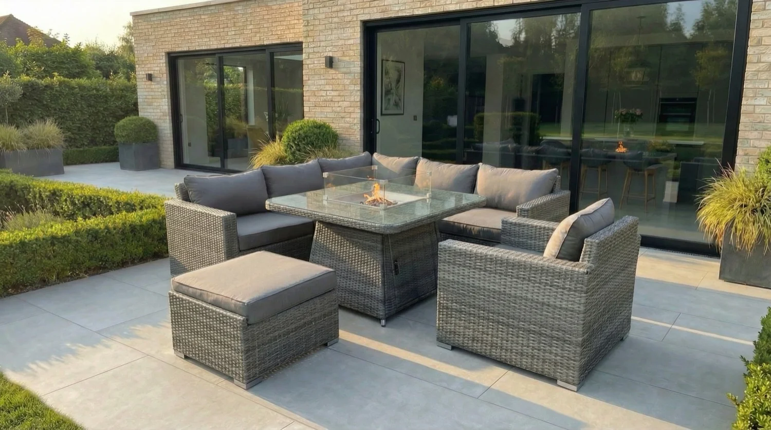 Monaco Corner Fire Pit Sofa Set – Flat Grey - View 5
