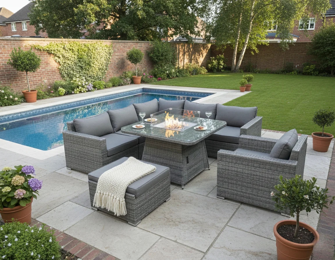 Monaco Corner Fire Pit Sofa Set – Flat Grey thumbnail 11