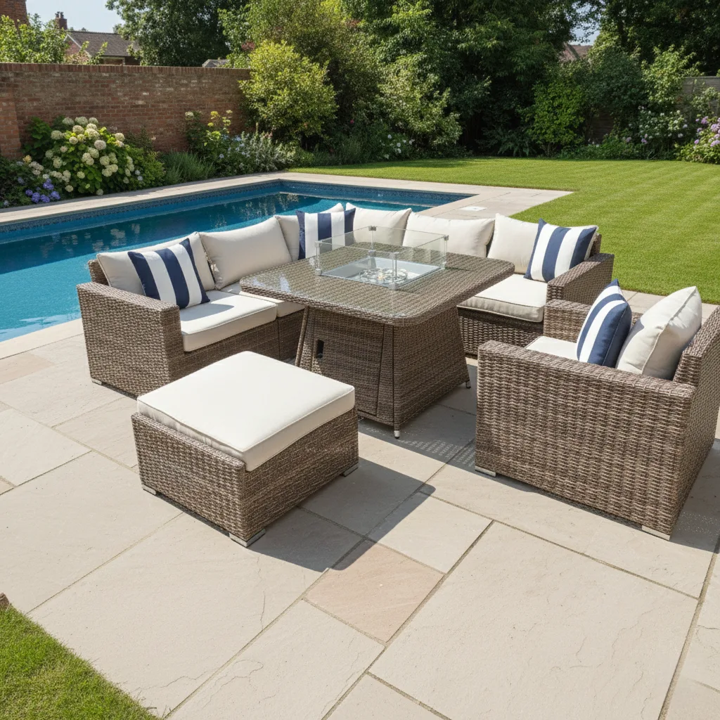 Ibiza Corner Fire Pit Sofa Set – Sand - Materials & Construction