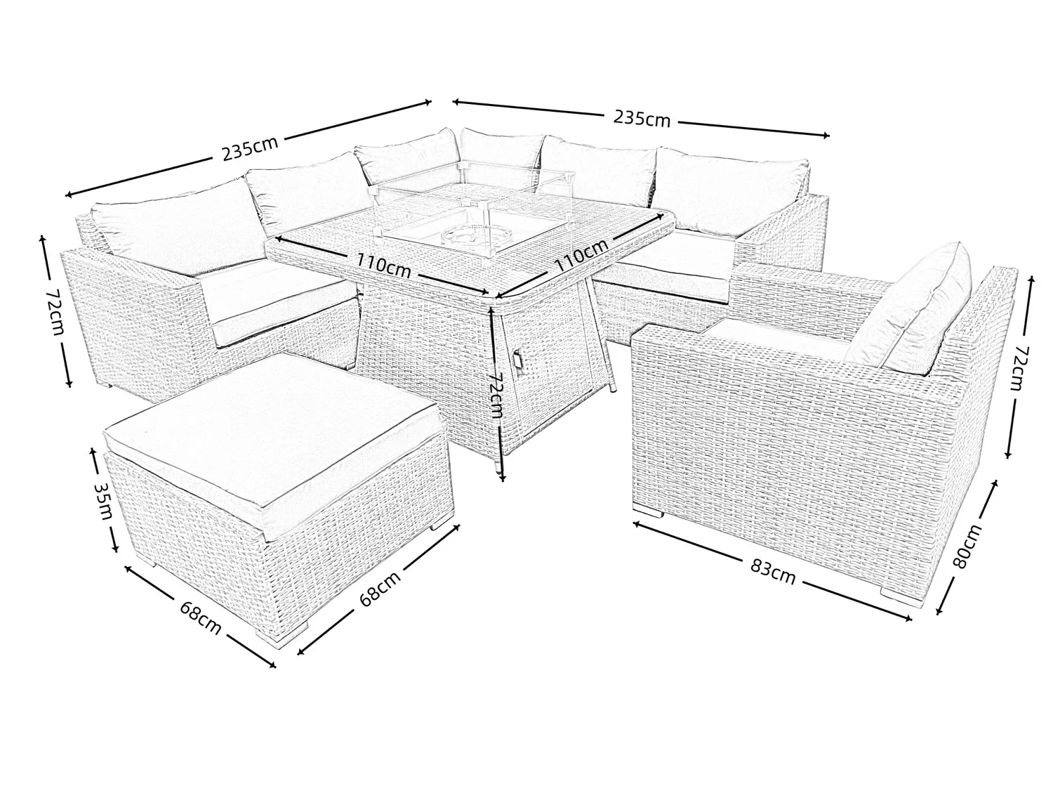 Ibiza Corner Fire Pit Sofa Set – Sand thumbnail 10