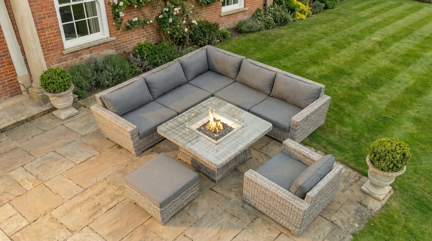 Riviera Corner Fire Pit Sofa Set – Grey - Image 2
